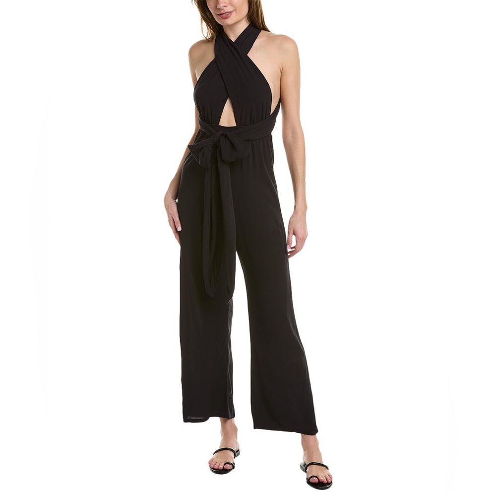 PILYQ Sleeveless‎ Halter Jumpsuit Black XS Small Backless Resortwear Vacation